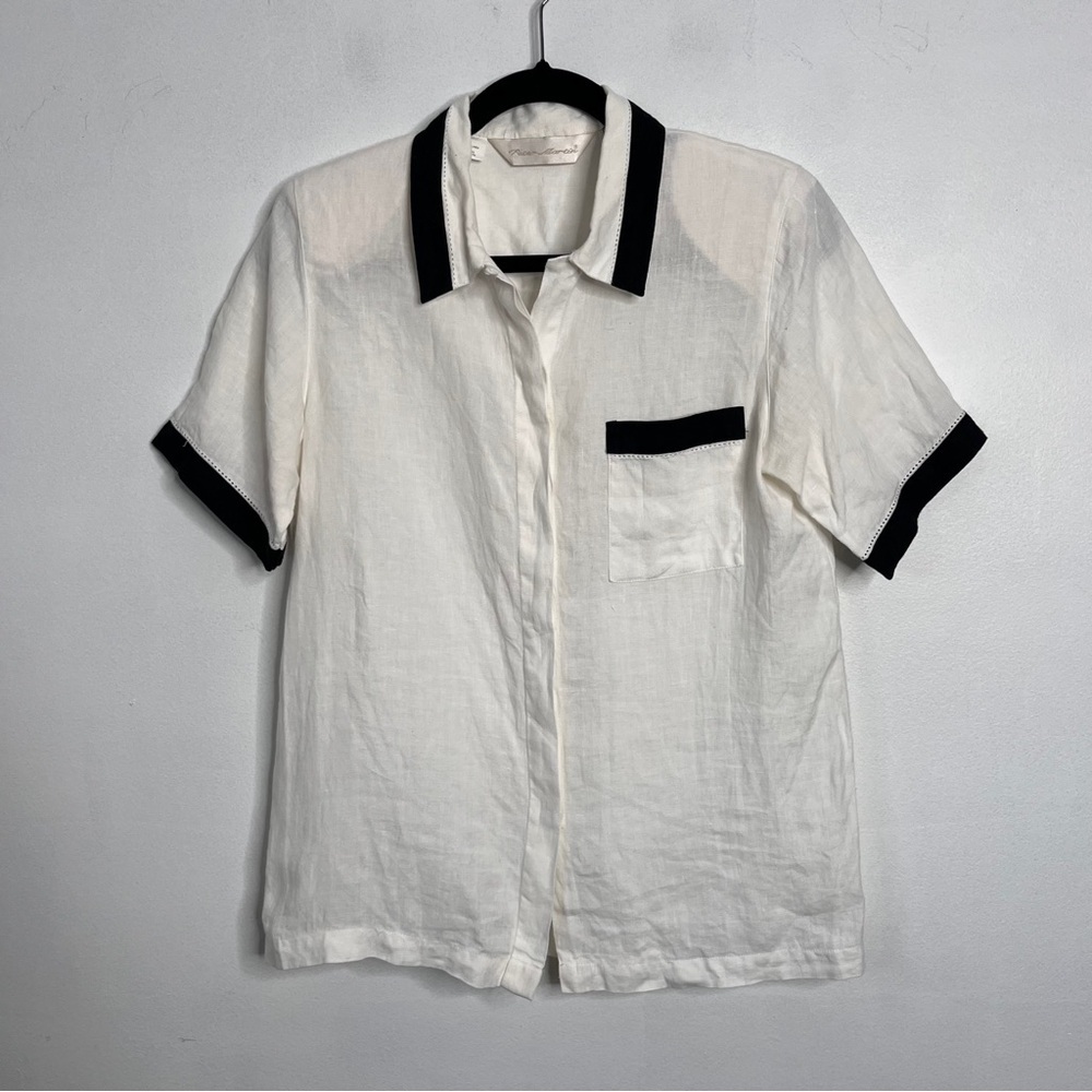 Peter Martin Vintage Irish Linen Short Sleeve Camp Shirt Women's 10
